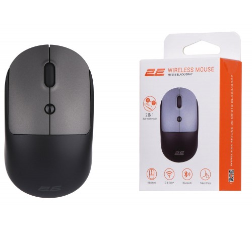 Миша бездротова 2E MF218 Silent Black/Gray (2E-MF218WBG)