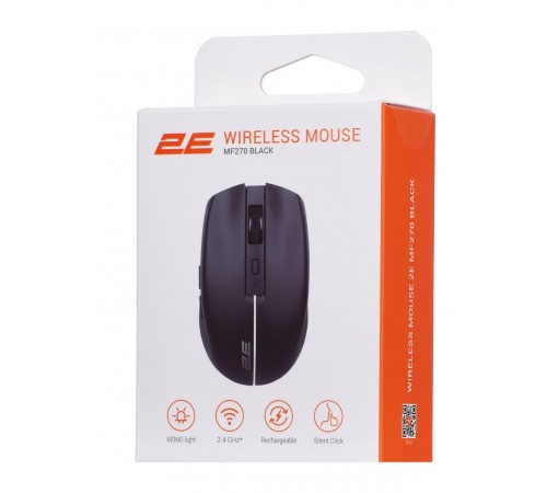 Миша бездротова 2E MF270 Silent Rechargeable WL Black (2E-MF270WBK)