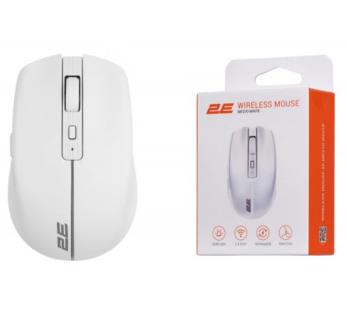 Миша бездротова 2E MF270 Silent Rechargeable WL White (2E-MF270WWH)