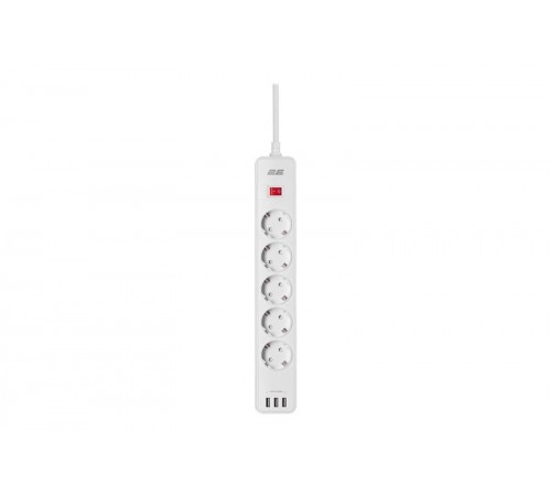 Мережевий фільтр 2E 5хSchuko, 2 м (2E-SP515M2USBWH)