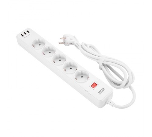 Мережевий фільтр 2E 5хSchuko, 2 м (2E-SP515M2USBWH)