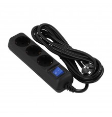 Фільтр живлення 2E (2E-U03ESM3BK) 3 розетки, 3 м, Black