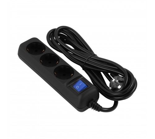 Фільтр живлення 2E (2E-U03ESM3BK) 3 розетки, 3 м, Black