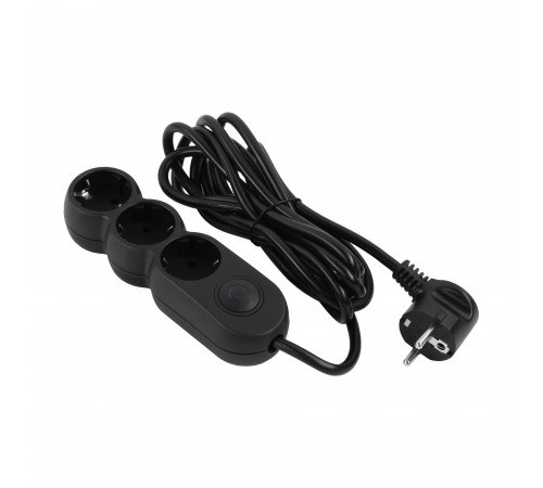 Фільтр живлення 2E (2E-U03VES3MBK) 3 розетки, 3 м, Black