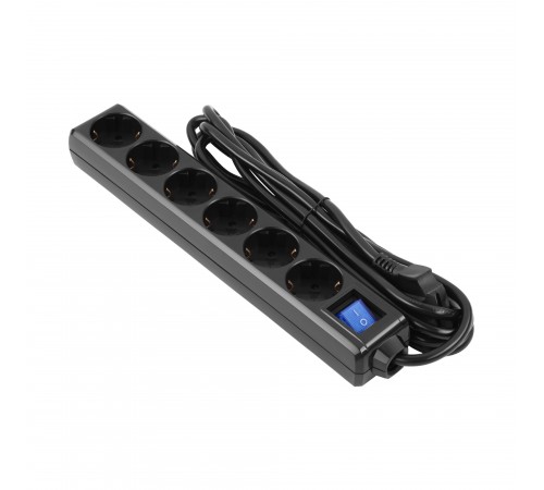 Фільтр живлення 2E (2E-U06ESM3BK) 6 розеток, 3 м, Black