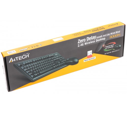 Комплект (клавіатура, миша) бездротовий A4Tech 3000N Black USB