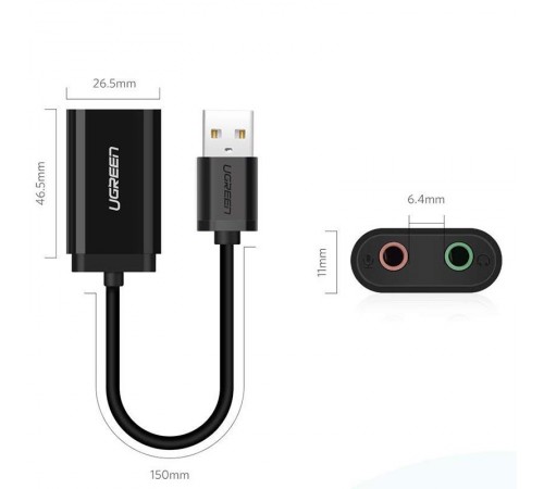 Звукова карта Ugreen US205 Black (30724)