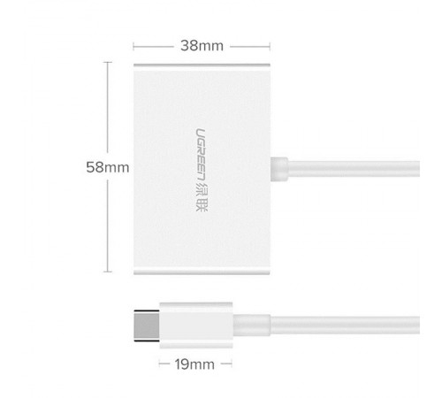 Адаптер Ugreen MM123 HDMI+VGA - USB Type-C (F/M), White (30843)
