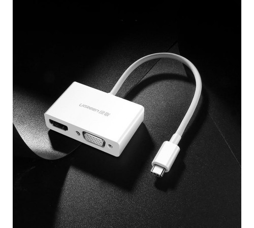 Адаптер Ugreen MM123 HDMI+VGA - USB Type-C (F/M), White (30843)