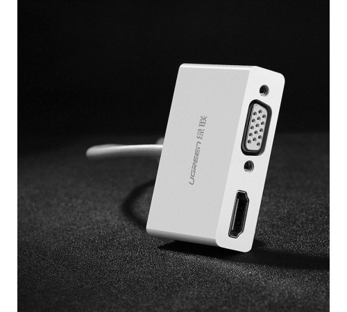 Адаптер Ugreen MM123 HDMI+VGA - USB Type-C (F/M), White (30843)