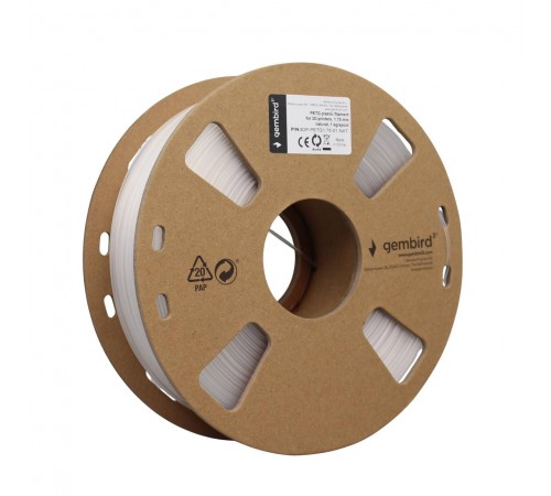 Філамент пластик Gembird для 3D-принтера 3DP-PETG 1.75 мм 1 кг, білий (3DP-PETG1.75-01-NAT)