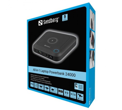 Універсальна мобільна батарея Sandberg All-in1 Laptop Powerbank 24000mAh Black (420-57)