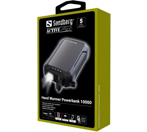Універсальна мобільна батарея Sandberg Hand Warmer Powerbank 10000mAh Black (420-65)