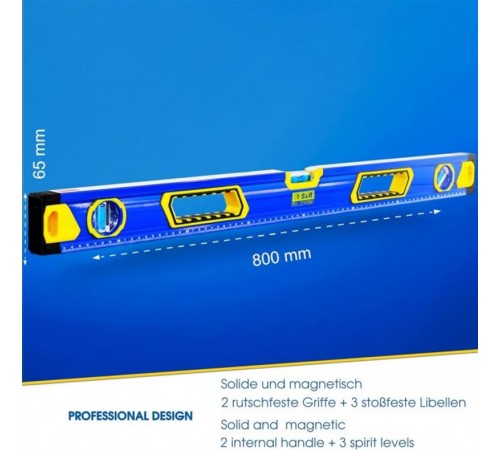 Рівень S&R 800 мм, 3 капсули, магнітний (423034080) Рівень S&R 800 мм, 3 капсули, магнітний (423034080)