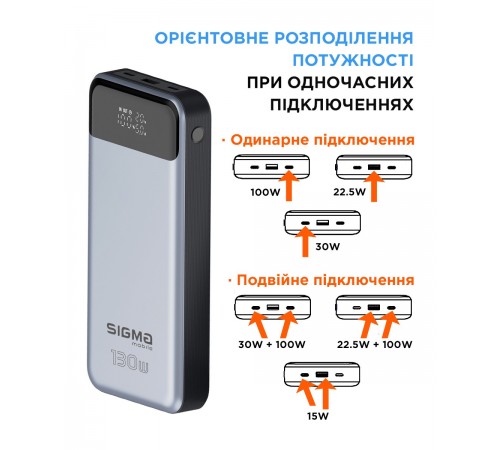 Універсальна мобільна батарея Sigma mobile X-Power SI30A7QLX 30000mAh Silver (4827798479117)
