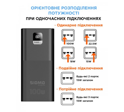 Універсальна мобільна батарея Sigma mobile X-Power SI50A6QLX 50000mAh Black (4827798741313) Універсальна мобільна батарея Sigma mobile X-Power SI50A6QLX 50000mAh Black (4827798741313)