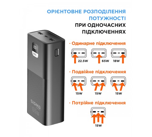 Універсальна мобільна батарея Sigma mobile X-Power SI30A6QLX 30000mAh Black (4827798835111)