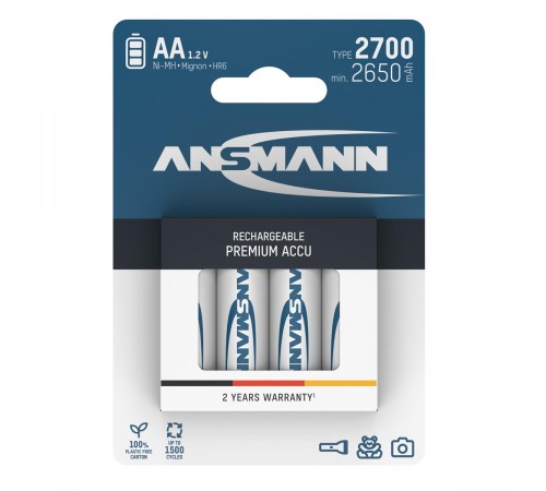 Акумулятори Ansmann AA/HR06 NI-MH 2700 mAh BL 4 шт Акумулятори Ansmann AA/HR06 NI-MH 2700 mAh BL 4 шт
