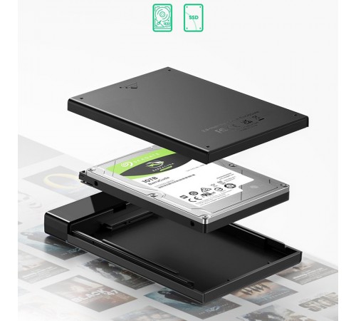 Зовнішня кишеня Ugreen для 2.5" HDD/SSD USB 3.1 US221 Black (50743)