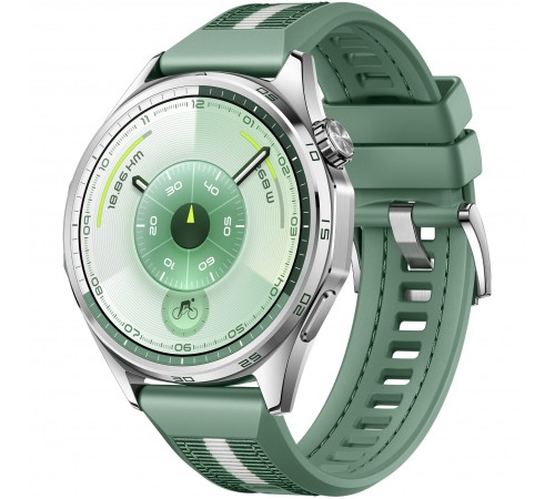 Смарт-годинник Huawei Watch GT 6 46mm Steel with Green Woven Strap (55020FTV)