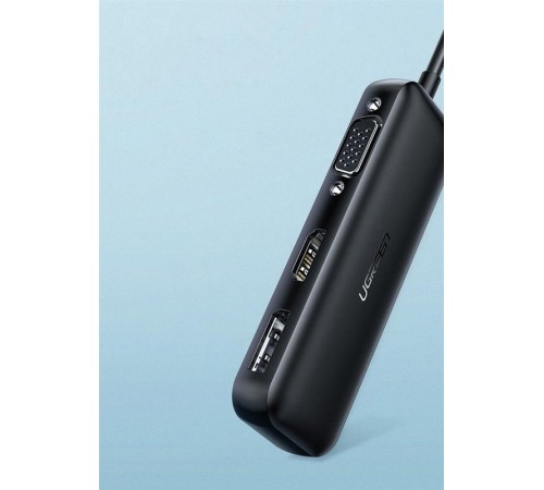 Адаптер Ugreen CM260 DisplayPort+HDMI+VGA - USB Type-C (F/M), Black (60568)