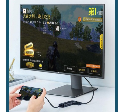 Адаптер Ugreen CM260 DisplayPort+HDMI+VGA - USB Type-C (F/M), Black (60568)