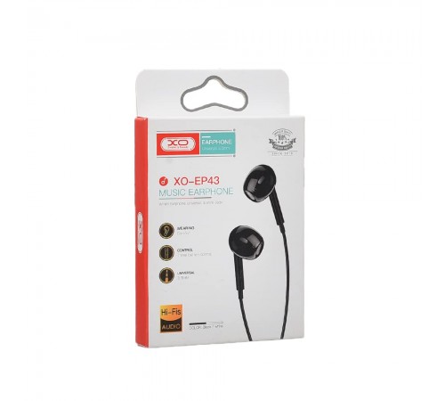 Гарнітура XO EP43 In-ear Earphone Black (6920680879168)