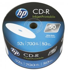 Диски CD-R HP (69301 /CRE00070WIP-3) 700MB 52x IJ Print, без шпинделя, 50 шт