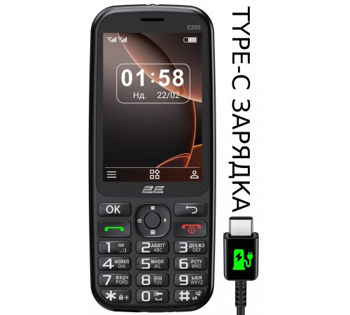 Мобiльний телефон 2E E350 Black (694743656879)