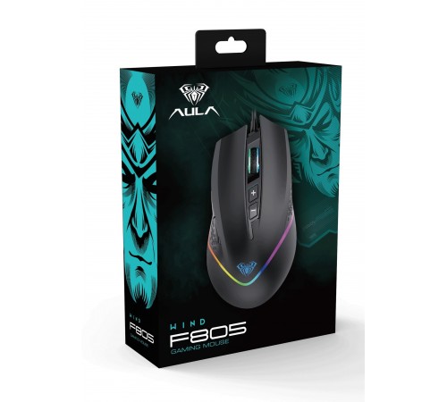 Миша Aula F805 Wired gaming mouse with 7 keys Black (6948391212906)