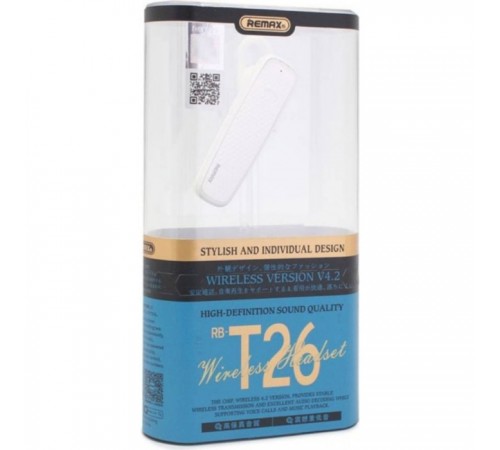 Bluetooth-гарнітура Remax RB-T26 White (6954851297413)