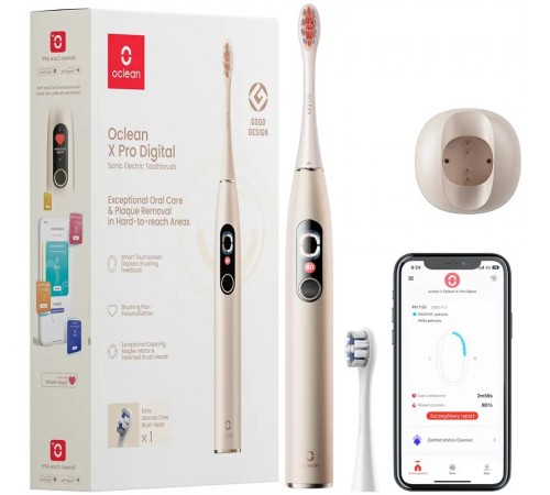 Розумна зубна електрощітка Oclean X Pro Digital Electric Toothbrush Champagne Gold (6970810552553)