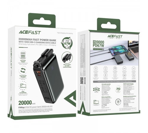 Універсальна мобільна батарея Acefast Magnetic M4 20000mAh 67W Black (6974316282723)