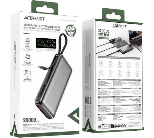 Універсальна мобільна батарея Acefast M22 20000mAh 130W Black (6974316283904)