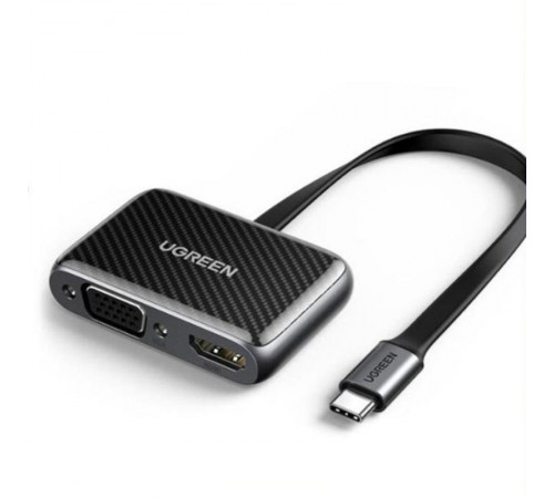 Адаптер Ugreen CM303 HDMI+VGA - USB Type-C (F/M), Black (70549)