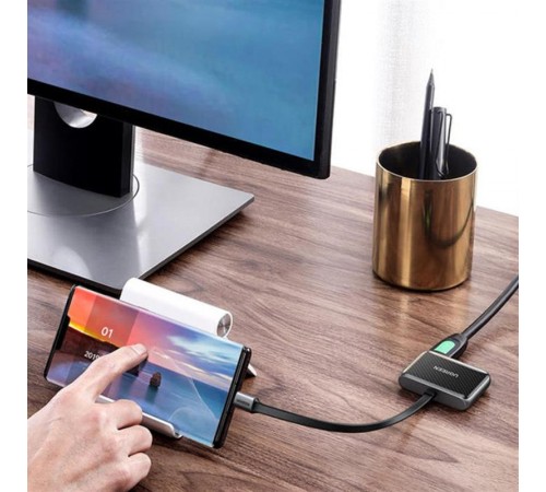 Адаптер Ugreen CM303 HDMI+VGA - USB Type-C (F/M), Black (70549)