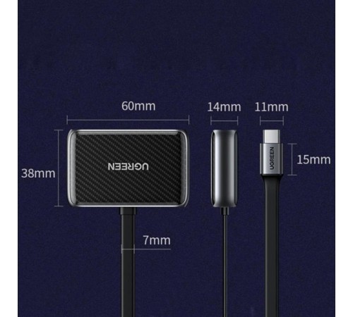 Адаптер Ugreen CM303 HDMI+VGA - USB Type-C (F/M), Black (70549)