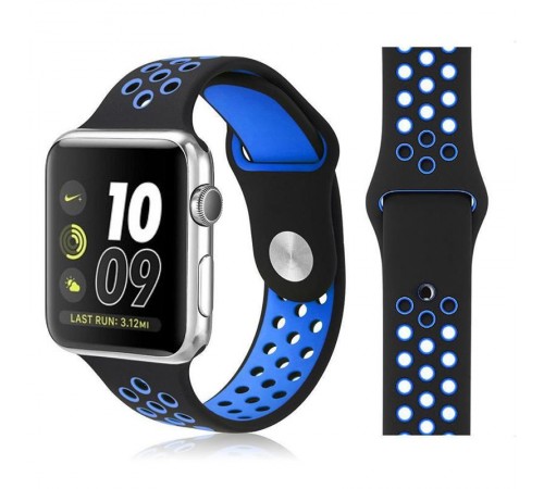 Ремінець BeCover Nike Style для Samsung Galaxy (20mm)/Watch 5/ Watch 4 40/44mm/Watch 4 Classic 42mm/Watch Active/Active 2 40/44mm/Watch 3 41mm/Gear S2/Classic/Gear Sport Black-Blue (705692)