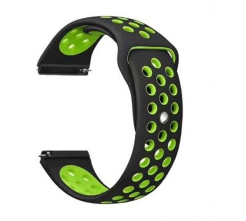 Ремінець BeCover Nike Style для Samsung Galaxy (20mm)/Watch 5/ Watch 4 40/44mm/Watch 4 Classic 42mm/Watch Active/Active 2 40/44mm/Watch 3 41mm/Gear S2/Classic/Gear Sport Black-Green (705694)