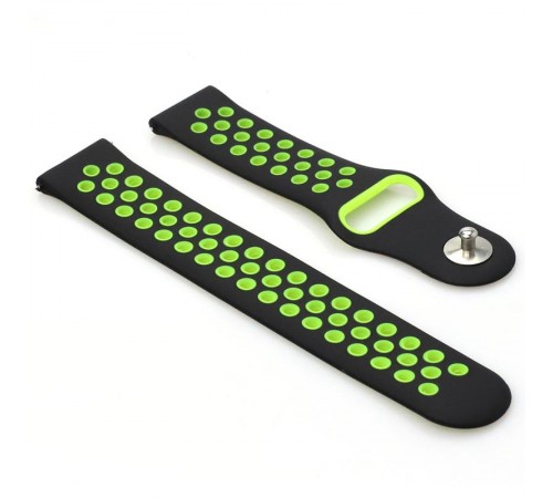 Ремінець BeCover Nike Style для Samsung Galaxy (20mm)/Watch 5/ Watch 4 40/44mm/Watch 4 Classic 42mm/Watch Active/Active 2 40/44mm/Watch 3 41mm/Gear S2/Classic/Gear Sport Black-Green (705694)