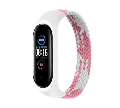 Ремінець BeCover Elastic Nylon Style для Xiaomi Mi Smart Band 5/Mi Smart Band 6 Size S Pink/White (706142)