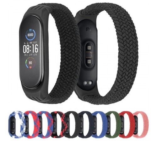 Ремінець BeCover Elastic Nylon Style для Xiaomi Mi Smart Band 5/Mi Smart Band 6 Size M Black/Red (706146)