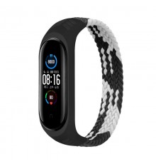 Ремінець BeCover Elastic Nylon Style для Xiaomi Mi Smart Band 5/Mi Smart Band 6 Size M Black/White (706147)