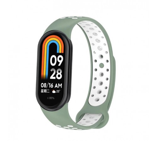 Ремінець BeCover Vents Style для Xiaomi Mi Smart Band 8 Pine Green-White (709420) Ремінець BeCover Vents Style для Xiaomi Mi Smart Band 8 Pine Green-White (709420)