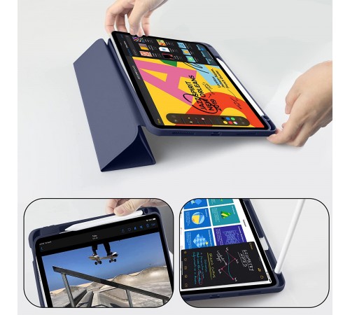 Чохол BeCover Tri Fold Soft TPU з кріпленням Apple Pencil для Apple iPad Air 11" M2 2024 Deep Blue (711401)