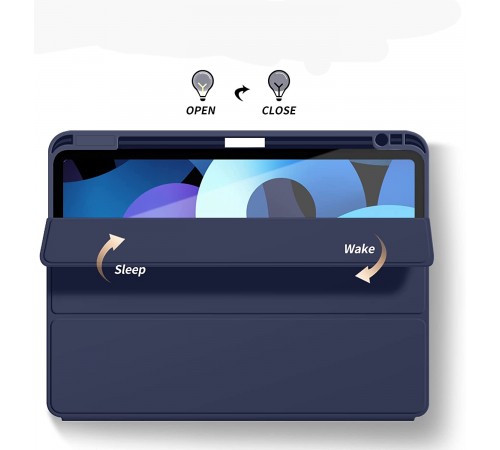 Чохол BeCover Tri Fold Soft TPU з кріпленням Apple Pencil для Apple iPad Air 11" M2 2024 Deep Blue (711401)