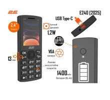 Мобiльний телефон 2E E240 2025 Dual Sim Black (794300867202)