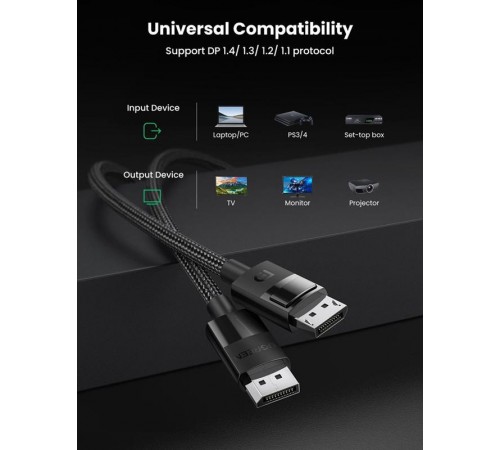 Кабель Ugreen DP114 DisplayPort - DisplayPort (M/M), 3 м, Black (80393)