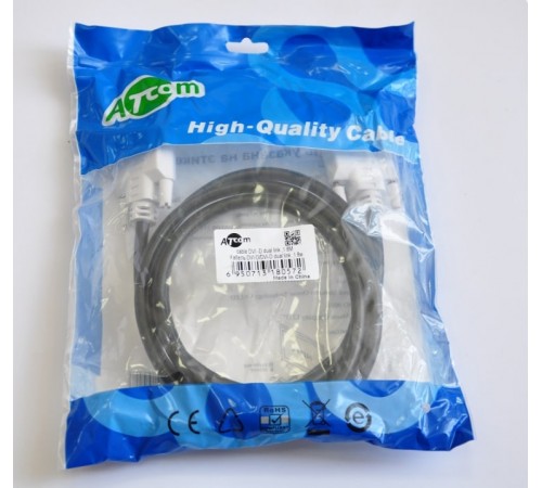 Кабель Atcom DVI - DVI (M\M), 1.8 м, чорно-білий (8057) Кабель Atcom DVI - DVI (M\M), 1.8 м, чорно-білий (8057)