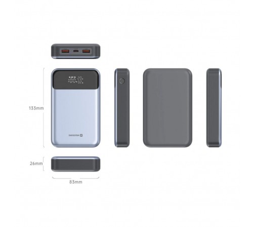 Універсальна мобільна батарея Swissten 20000mAh 100W Black/Silver (8595217483781)
